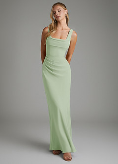 Azazie Asa Bridesmaid Dresses Dusty Sage Sheath Corset Chiffon Dress image6