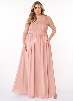 Azazie Raine Final Sale Matcha A-Line Sweetheart Ruched Chiffon Dress image7