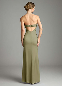 Azazie Leonis Bridesmaid Dresses Pistachio Mermaid Pleated Stretch Satin Convertible Dress image2