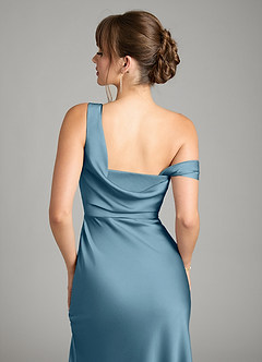 Azazie Madelyn Vestidos de damas de honor Vestido de Bermudas de Satén Elástico de Corte Sirena Convertible con Hombro unilateral image7