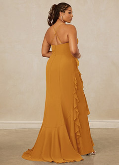 Christian Siriano Bridal for Azazie 1006 Bridesmaid Dresses Butterscotch Mermaid Ruched Chiffon Dress image15