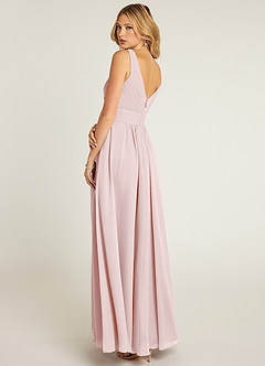 Azazie Pierrette Final Sale Blushing Pink A-Line Pleated Chiffon Dress image4