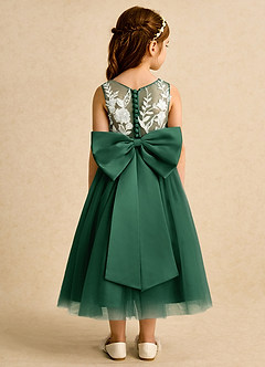 Azazie Sundae Flower Girl Dresses Dark Green Ball-Gown Lace Dress image2