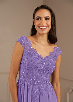 Azazie Amethyst Mother of the Bride Dresses Tahiti A-Line V-Neck Sequins Chiffon Dress image7