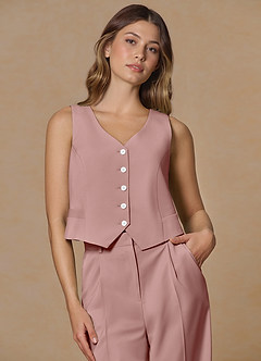 front Rowan Rosa Polvorienta Chaleco de rendimiento de tejido refinado