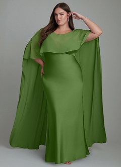 Azazie Stefania Robes de demoiselle d'honneur Robe Trapèze en Satin extensible Basilic image7