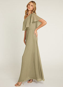 Azazie Lizzy Bridesmaid Dresses Moss Green A-Line One Shoulder Chiffon Dress image4