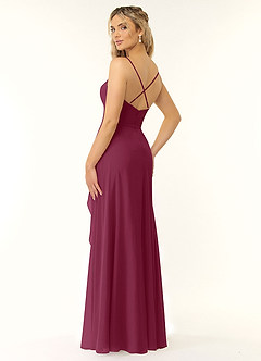 Azazie Naeem Bridesmaid Dresses Mulberry A-Line V-Neck Ruffle Chiffon Dress image4