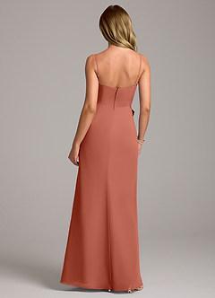 Azazie Tahlia Bridesmaid Dresses Clay A-Line with Belt Chiffon Dress image7