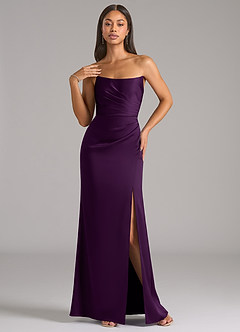 Azazie Marla Bridesmaid Dresses Grape Sheath Strapless Stretch Satin Convertible Dress image3