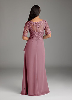 Azazie Amedeus Mother of the Bride Dresses Vintage Mauve A-Line V-Neck Lace Chiffon Dress image4