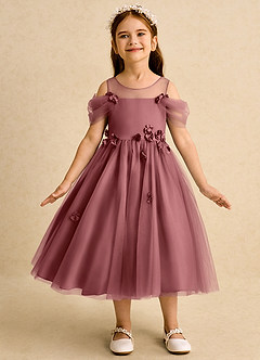 Azazie Juni Jurken voor bloemenmeisjes Baljurk Jurk van Tule Geplooid Amethist image4