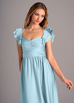 Azazie Anaya Bridesmaid Dresses Sky Blue A-Line Sweetheart Neckline Stretch Satin Convertible Dress image6