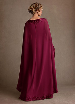 Azazie Artemisia Mother of the Bride Dresses Burgundy Sheath Lace Chiffon Dress image3