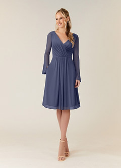 Azazie Teraso Mother of the Bride Dresses Stormy A-Line Pleated Mesh Dress image1