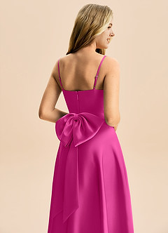 Azazie Rumi Junior Linia A Pofałdowany Satyna elastyczna Długość podłogi Młodsza druhna Sukienka image6