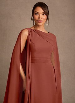 Azazie Liddie vestidos de madre de la novia Vestido de Castaño de Gasa de Corte en A con Plisado image6