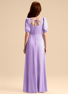 Azazie Briar Junior Lilac A-Line Bow Stretch Satin Dress image2