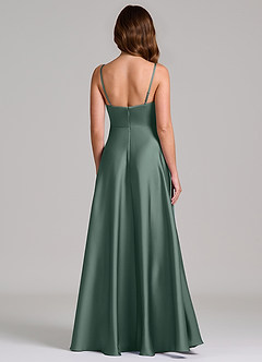 Azazie Amani Bridesmaid Dresses Sea Moss A-Line Pleated Stretch Satin Dress image5