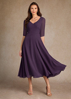 Azazie Durant Mother of the Bride Dresses Plum A-Line Pleated Chiffon Dress image2