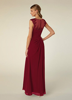 Azazie Libby At-home Try On Dresses Burgundy A-Line Scoop Sequins Chiffon Dress image4
