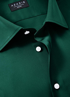 front Julian Emerald Stretch Satin Dress Shirt