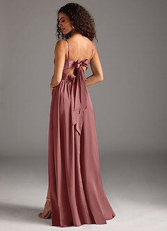 Azazie Zeya Bridesmaid Dresses Amethyst A-Line Pleated Stretch Satin Dress image2