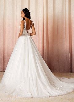 Azazie Lafayette Abiti da Sposa Abito A-Line in Tulle Pizzo Bianco Diamante image2