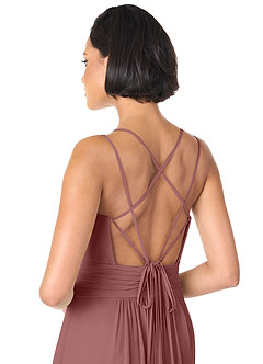 Azazie Farren Final Sale Desert Rose A-Line Pleated Chiffon Convertible Dress image7