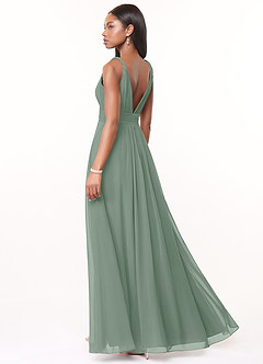 Azazie Maren Bridesmaid Dresses Silver Sage A-Line Pleated Chiffon Dress image4