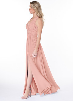 Azazie Jaclyn Bridesmaid Dresses Rosette A-Line Pleated Chiffon Dress image5