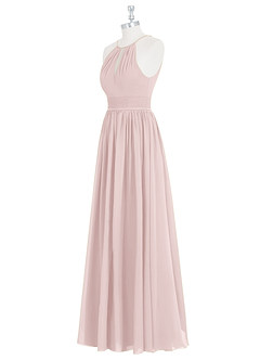 Azazie Cherish Bridesmaid Dresses Blushing Pink A-Line Pleated Chiffon Dress image8