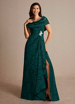 Azazie Branford vestidos de madre de la novia Vestido de Pino de Devorado Floral de Corte En A con Plisado image5