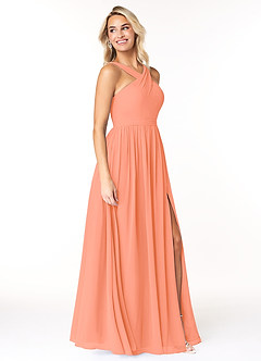 Azazie Elvira Bridesmaid Dresses Sunset A-Line Pleated Chiffon Dress image4