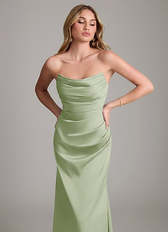 Azazie Lucille Bridesmaid Dresses Dusty Sage Mermaid Strapless Stretch Satin Convertible Dress image6