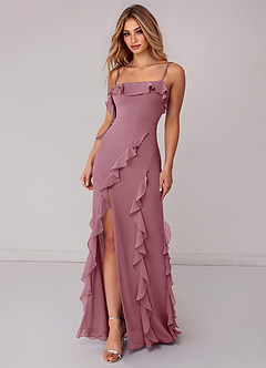 Azazie Malia Bridesmaid Dresses Vintage Mauve Sheath Ruched Chiffon Dress image3