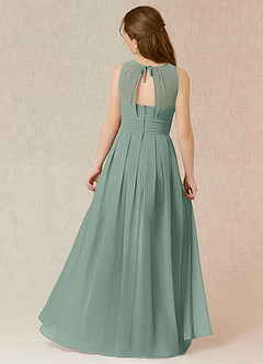 Azazie Bibiane Junior Silver Sage A-Line Pleated Chiffon Dress image2
