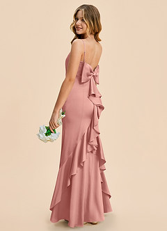 Azazie Lioren Junior Rosette Sheath Bow Stretch Satin Dress image3