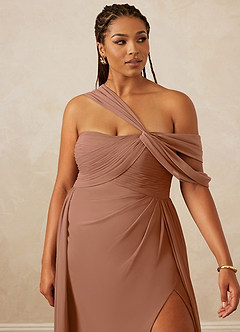 Christian Siriano Bridal for Azazie 1014 Bridesmaid Dresses Bronzer A-Line Off the Shoulder Chiffon Dress image15