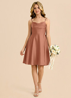 Azazie Bear Junior Bronzer A-Line Sweetheart Neckline Stretch Satin Dress image1