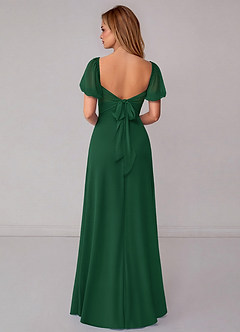 Azazie Fatima Bridesmaid Dresses Dark Green A-Line with Pockets Chiffon Dress image5