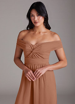Azazie Lamara Bridesmaid Dresses Bronzer Off the Shoulder Chiffon Convertible Jumpsuit image7