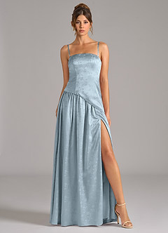 Azazie Adeline Bridesmaid Dresses Blue Floral Jacquard A-Line Strapless Floral Jacquard Dress image6