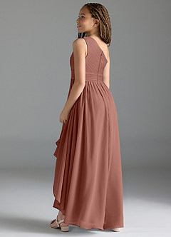 Azazie Mathilda Junior Cedar Rose A-Line Pleated Chiffon Dress image5