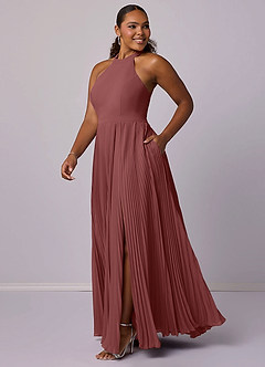 Barbie ♥ Azazie Vestidos de damas de honor Vestido de Amatista de Gasa de Corte en A con Plisado image10