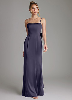 Azazie Zherra Bridesmaid Dresses Stormy Mermaid Bow Stretch Satin Dress image4