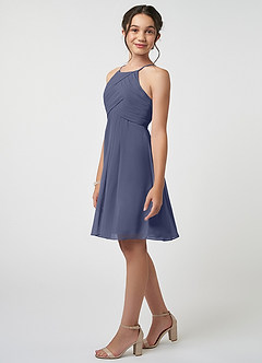 Azazie Ginny Junior Stormy A-Line Pleated Chiffon Dress image3