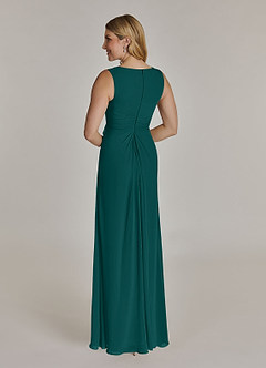 Azazie Manuella Mother of the Bride Dresses Peacock A-Line V-Neck Pleated Chiffon Dress image6