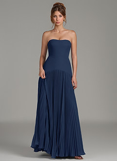 Azazie Yuliana Bridesmaid Dresses Dark Navy A-Line Strapless Chiffon Dress image6
