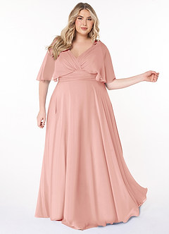 Azazie Pamela Bridesmaid Dresses Rosette A-Line V-Neck Pleated Chiffon Dress image8